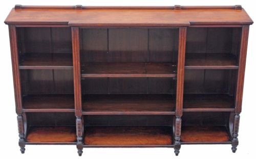 Victorian Walnut Breakfront Open Bookcase