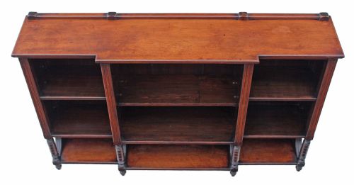 fig 1. Victorian walnut breakfront open bookcase
