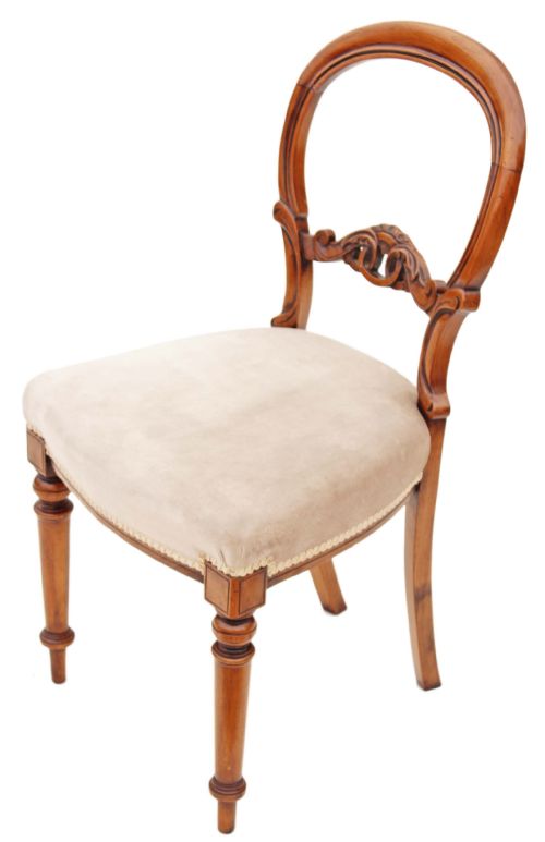 fig 1. Set of 6 Victorian carved walnut dining chairs balloon back