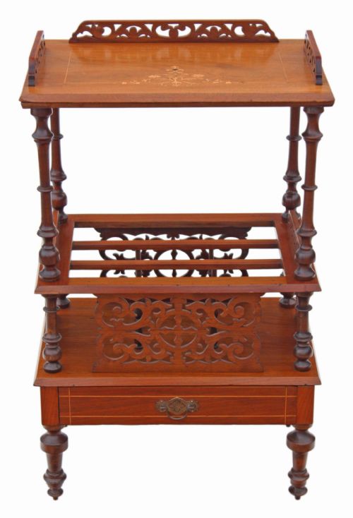 Victorian Inlaid Walnut Canterbury Magazine Rack
