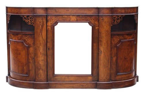 fig 1. Victorian inlaid burr walnut credenza chiffonier sideboard