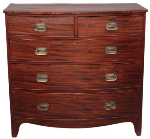 Georgian Flame Mahogany Bow Front Chest of Drawers