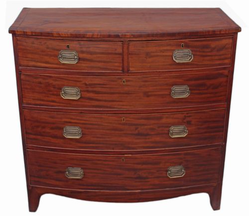 fig 1. Georgian flame mahogany bow front chest of drawers