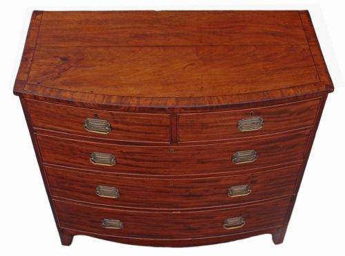 fig 2. Georgian flame mahogany bow front chest of drawers