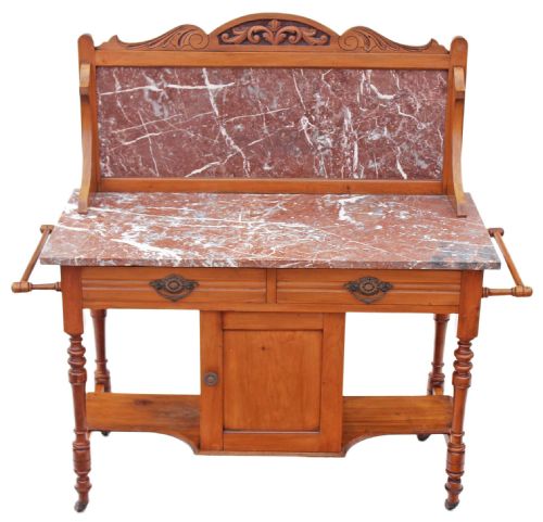 Victorian Satinwood Marble Washstand or Dressing Table
