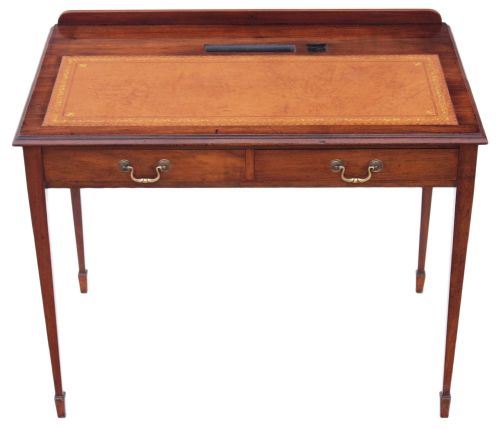 Edwardian Walnut Leather Desk Writing Table