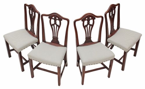 Set of 4 Victorian Carved Mahogany Dining Chairs