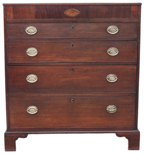 Georgian Inlaid Oak Chest of Drawers