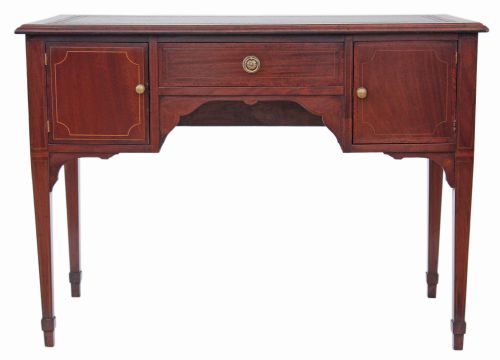 fig 1. Edwardian inlaid mahogany leather desk writing table