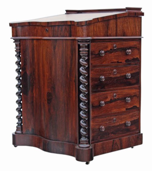 fig 1. Victorian rosewood serpentine davenport desk