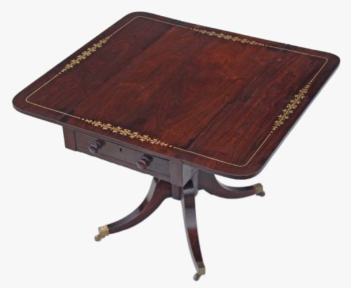 fig 1. Georgian Brass Inlaid Rosewood Pedestal Pembroke Table