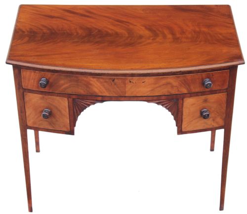 Victorian Mahogany Bow Front Writing Desk or Dressing Table