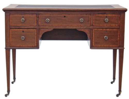 fig 2. Edwardian inlaid mahogany & leather desk writing table