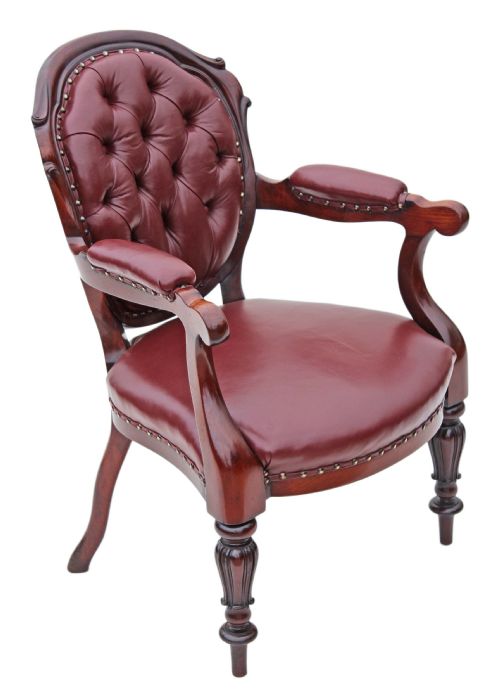 fig 2. William IV carved walnut leather library armchair