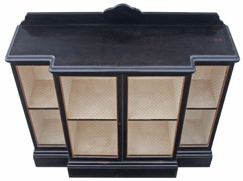 fig 1. Victorian ebonised breakfront glazed display cabinet