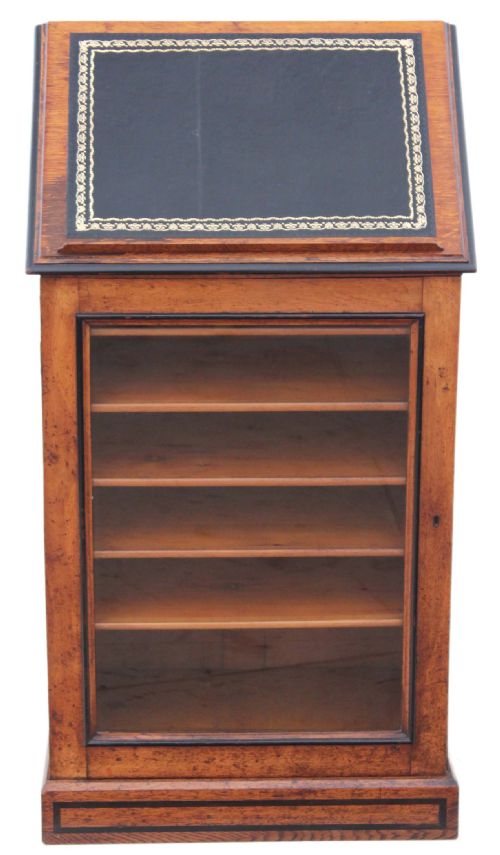 Victorian Ash Oak Glazed Display Cabinet Lectern
