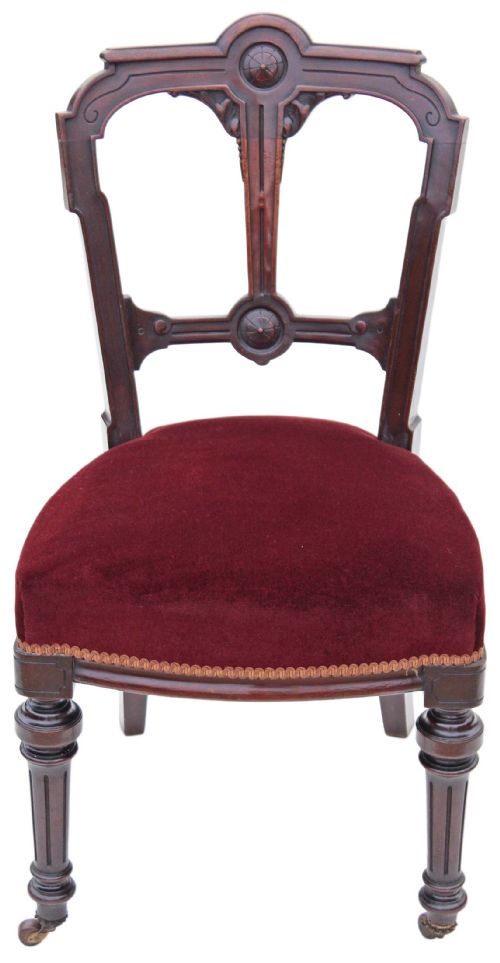 fig 1. Set of 6 Victorian Gothic mahogany dining chairs