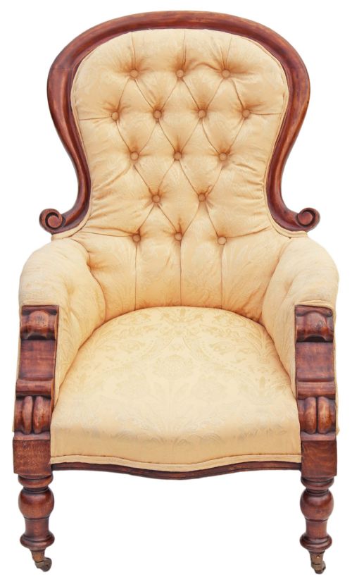 fig 1. Victorian carved walnut armchair slipper back