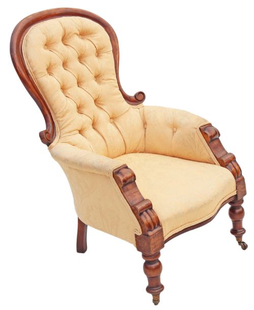 fig 2. Victorian carved walnut armchair slipper back