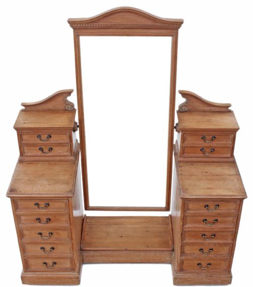 fig 1. Large Victorian pine twin pedestal dressing table