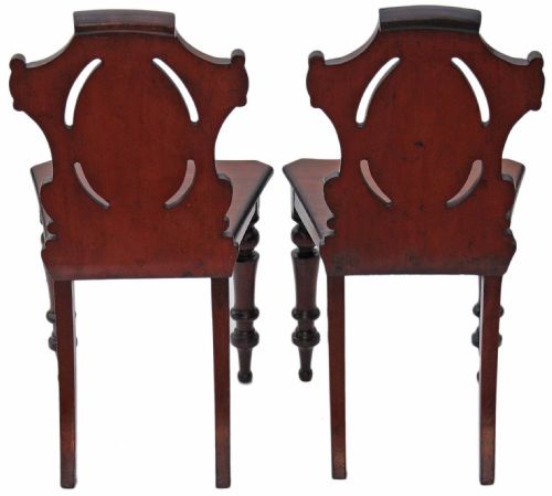 fig 1. Pair of Victorian carved mahogany hall side chairs