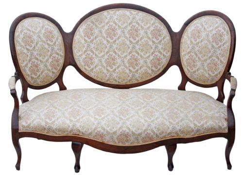 Large Edwardian Walnut Sofa Chaise Longue Settee