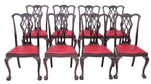 Set of 8 Mahogany Chippendale Dining Chairs