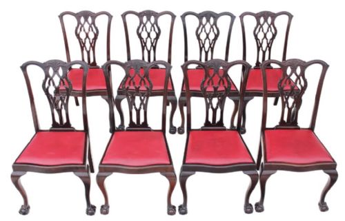 fig 1. Set of 8 mahogany Chippendale dining chairs