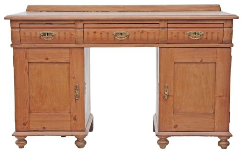 Edwardian Pine Twin Pedestal Desk Dressing Table