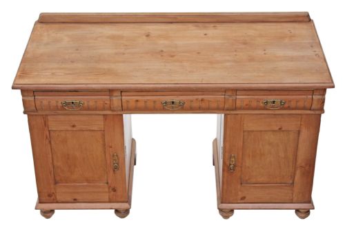 fig 1. Edwardian pine twin pedestal desk dressing table