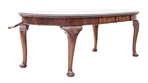 fig 1. Large 2 leaf burr walnut extending dining table 8'