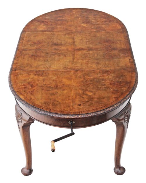 fig 2. Large 2 leaf burr walnut extending dining table 8'
