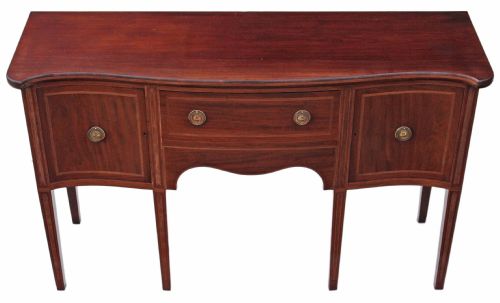 Gillows Victorian Serpentine Inlaid Mahogany Sideboard