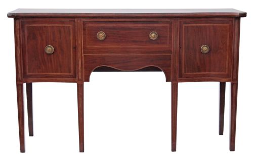 fig 1. Gillows Victorian serpentine inlaid mahogany sideboard