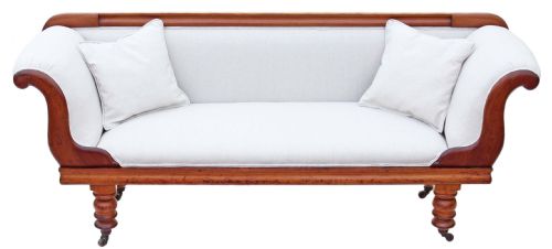 fig 1. Victorian scroll arm sofa chaise longue satin walnut