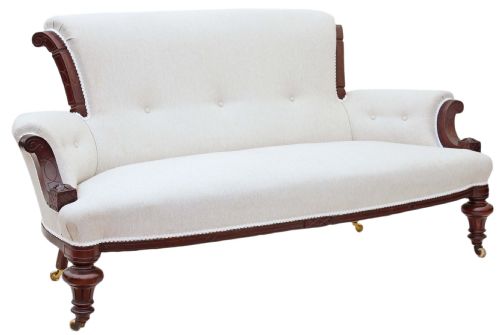 Victorian Carved Mahogany Sofa or Chaise Longue