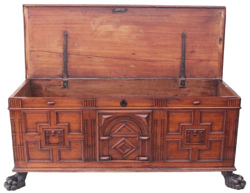 Italian 18c Oak Cypress Cassone Coffer Mule Chest
