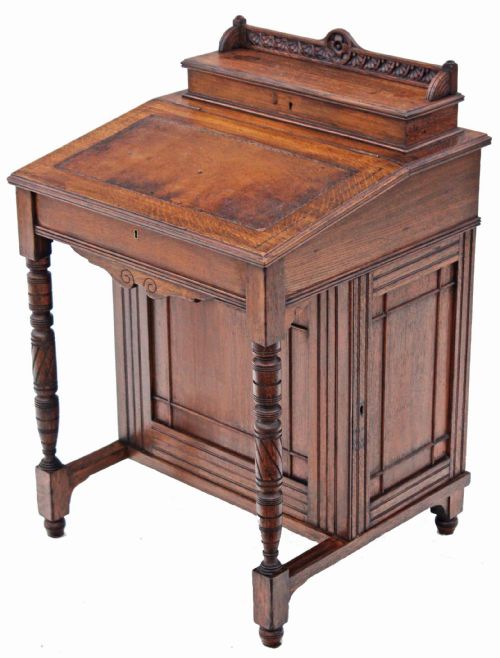 Victorian Gothic Oak Mahogany Davenport Desk