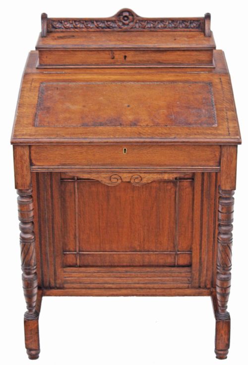 fig 1. Victorian Gothic oak mahogany davenport desk