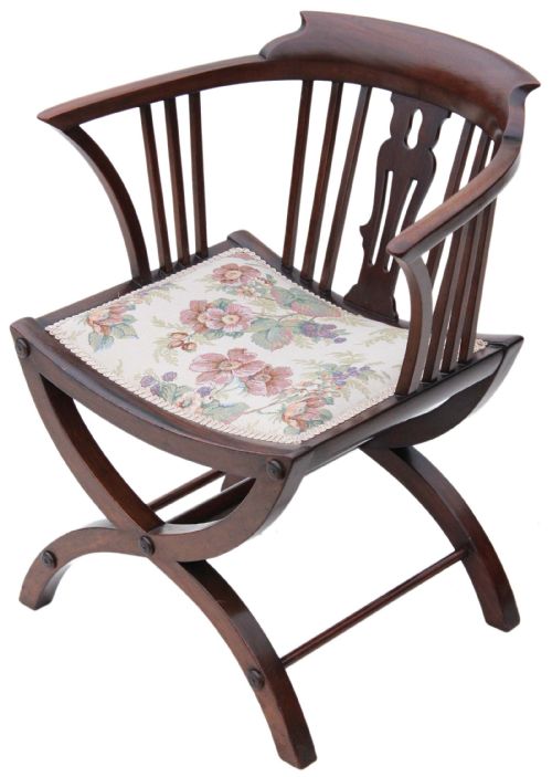 Victorian Mahogany X-frame Corner Chair