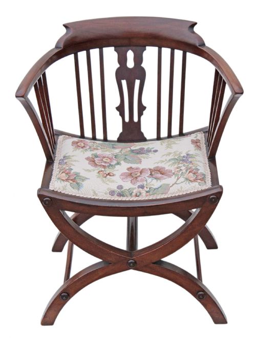 fig 1. Victorian mahogany x-frame corner chair