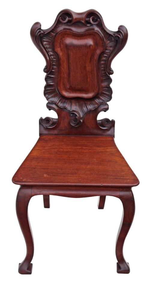 fig 1. Pair of Victorian carved mahogany hall chairs