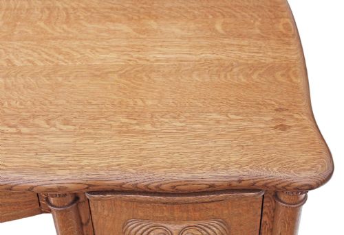 fig 3. Very large quality panelled golden oak twin pedestal partner's desk 