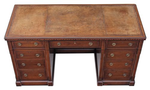 fig 2. Victorian aesthetic inlaid walnut twin pedestal desk