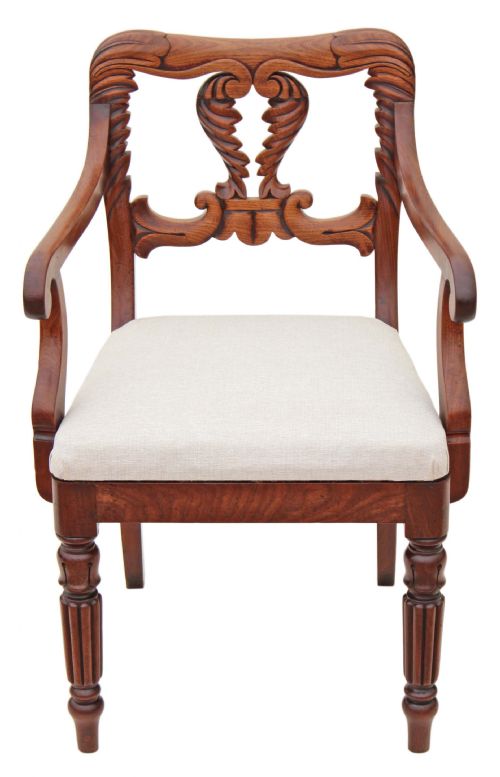 fig 1. William IV elbow desk chair carved mahogany