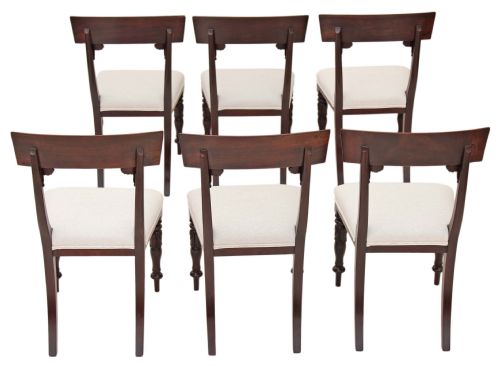 fig 1. Set of 6 William IV carved Cuban mahogany dining chairs bar back