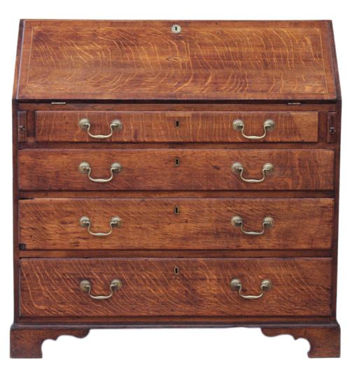 Georgian Inlaid Oak Bureau Desk