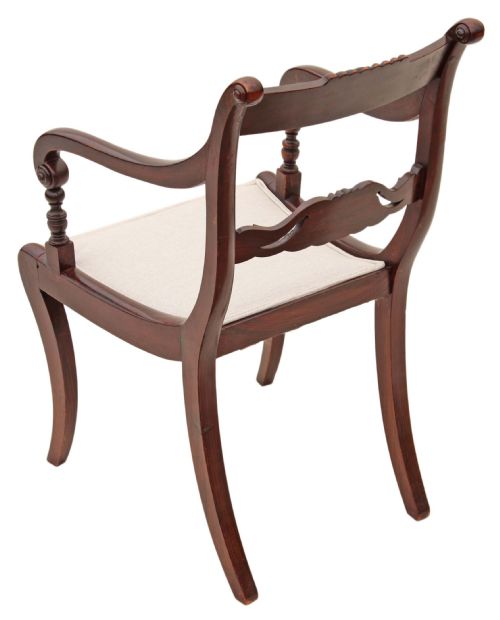 fig 2. Regency brass inlaid faux rosewood elbow desk chair carver