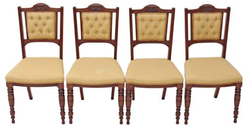 Set of 4 Victorian Walnut Dining Parlour Chairs