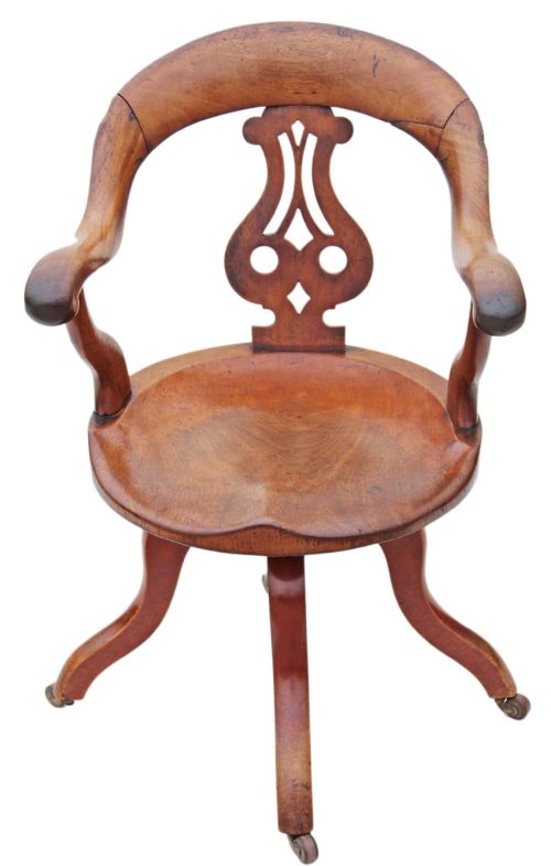 Victorian Mahogany Desk Office Elbow Swivel Chair